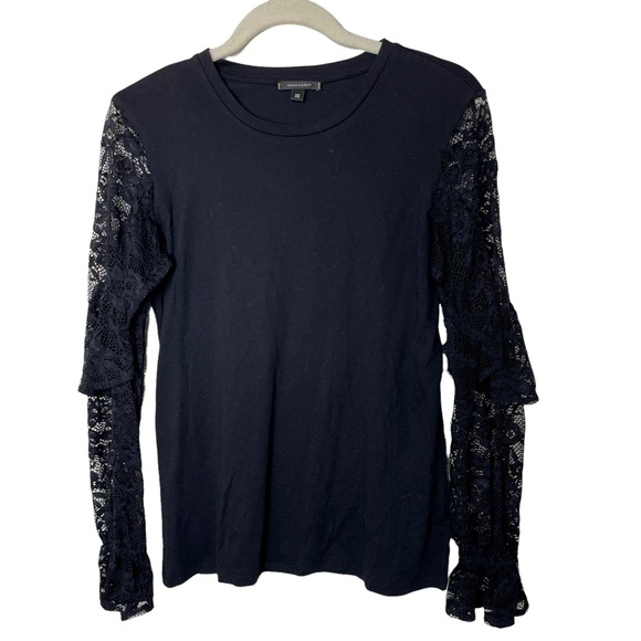 Stella & Dot Black Cotton Blend Belle Lace Long Sleeve Top XS - Picture 2 of 7